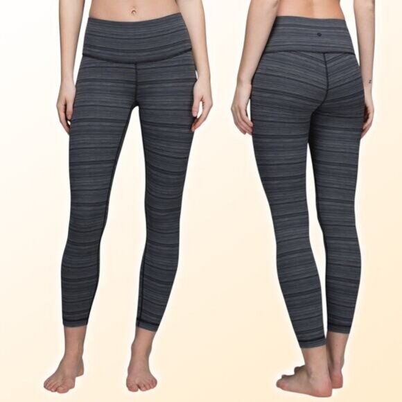 LULULEMON High Times Pant Luxtreme Size 2 Cyber Stripe Deep Coal Black - Picture 1 of 10